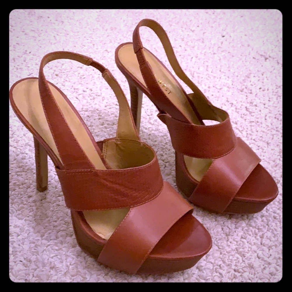 Camel Colored Slingback Platform Heels by NineWest
